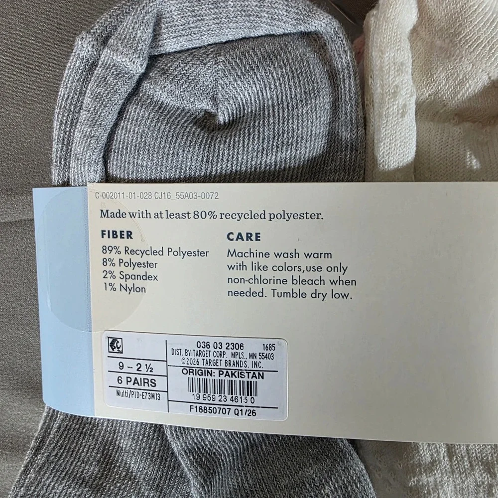 Cat & Jack Girls 6 Pair Ankle Socks M 9-2.5 Pastel Ruffle Edge Pointelle Knit